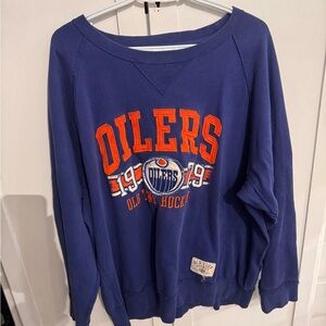 Edmonton Oilers Blue Pullover Crewneck Sweater